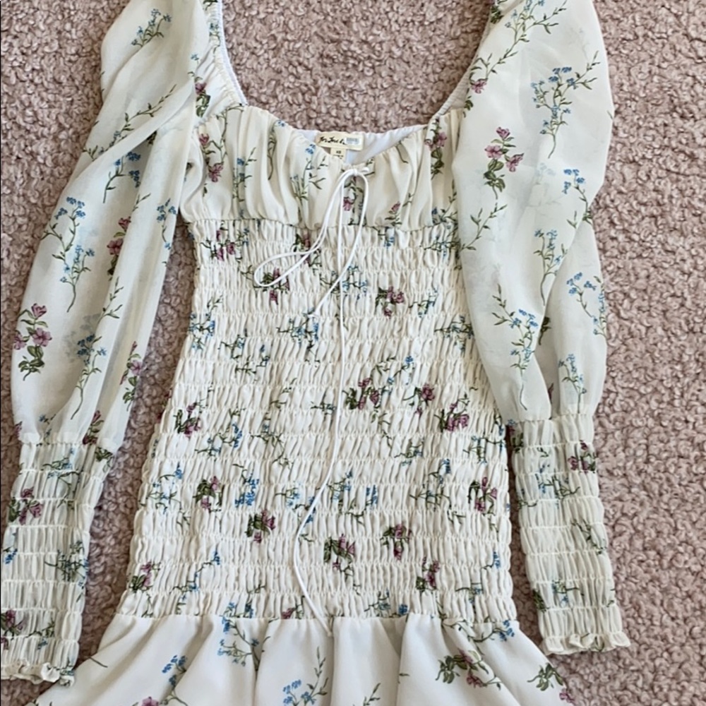 For Love and Lemons white floral mini dress
